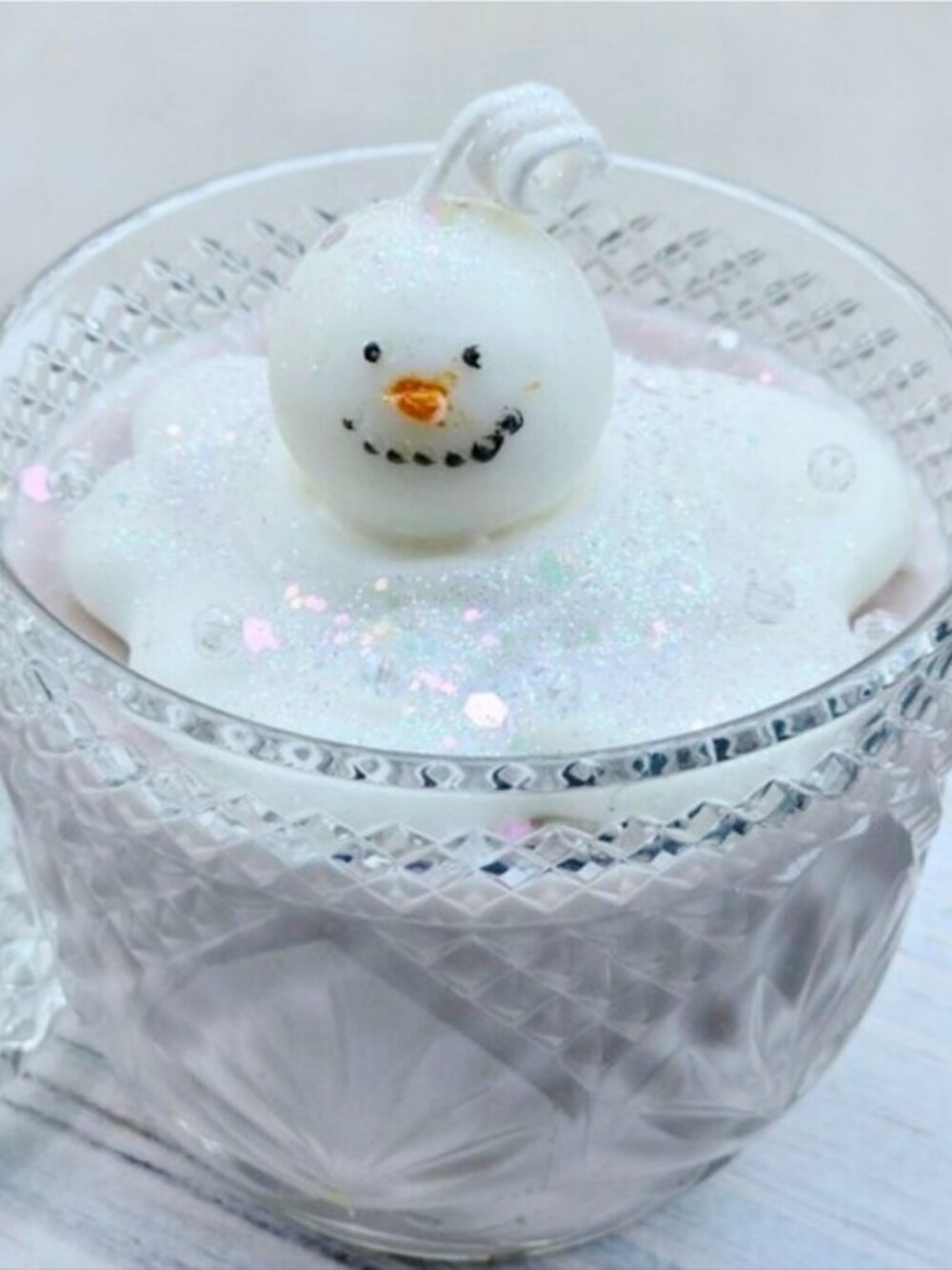 Hand Crafted Gingerbread Snowman Soy Candle Vintage Glass Lidded Candy Dish NWT